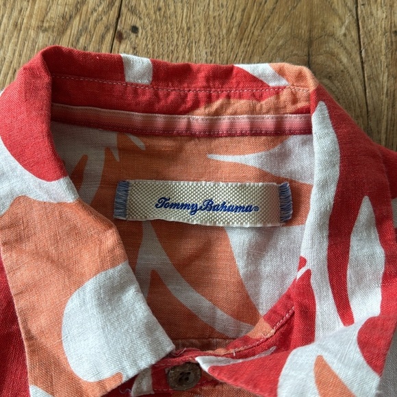 TOMMY BAHAMA 100% LINEN BUTTON DOWN SHORT SLEEVE SHIRT - Picture 3 of 7